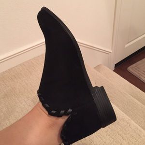 Missguided flat black bootie with leather detail
