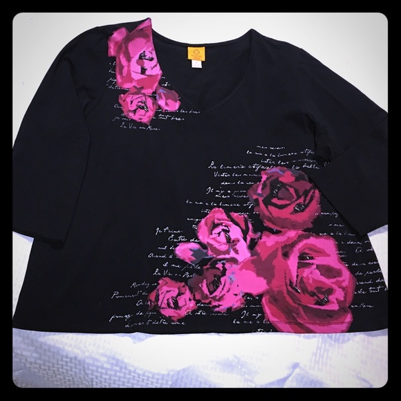 Beautiful Ruby Rd. Woman 3X 3/4 Sleeve Blouse 👚