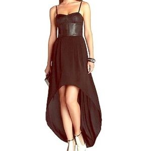 •BCBG• Leather Corset Flowy Dress
