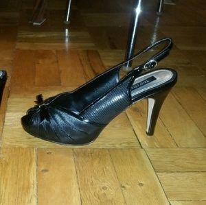 NIB WHBM Antonia Peep Toe Black Heels stiletto