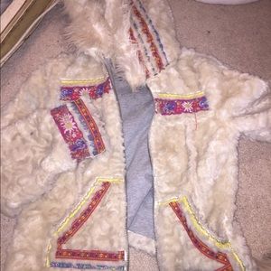 RARE Free People Faux Fur zip jacket coat szM