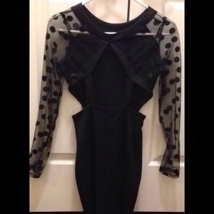 Polka dot bodycon backless dress