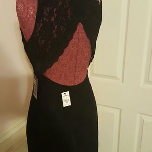 Black Lace mini backless dress NWT