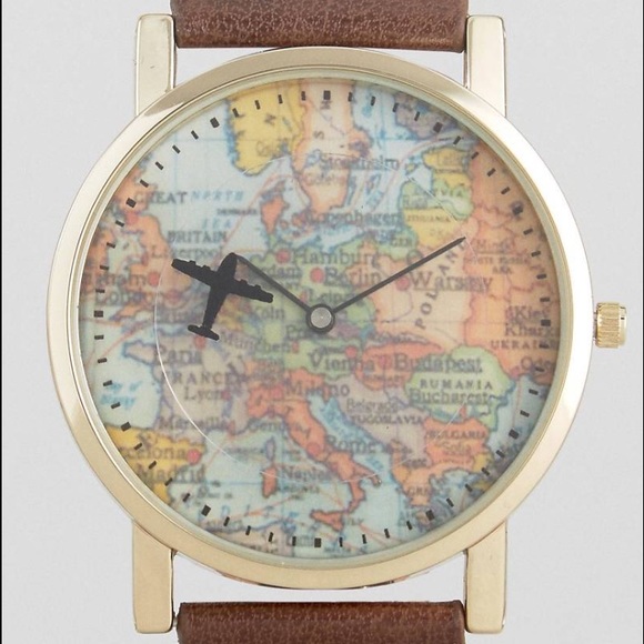 Watch with vintage map print