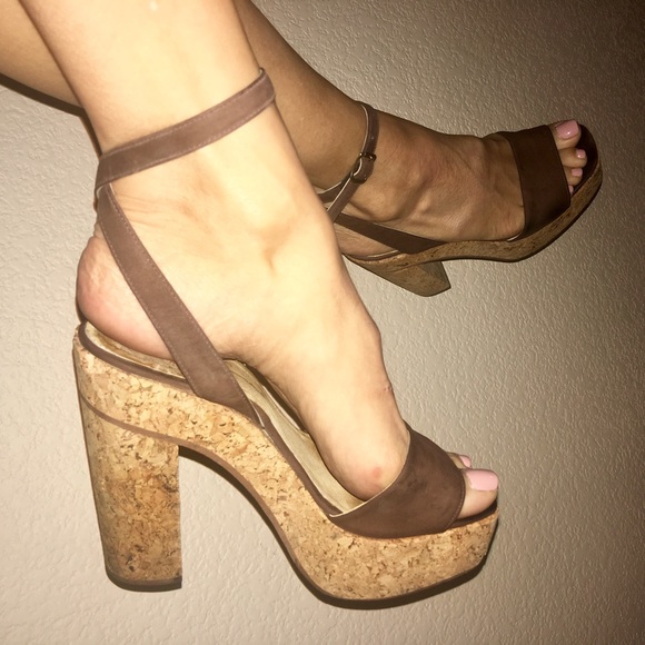 Boutique Designer Suede Cork platforms