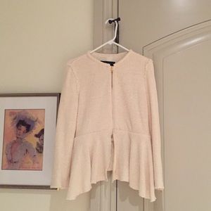 Zara Woman cream peplum zip up jacket