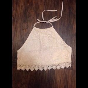 Pink halter crop top