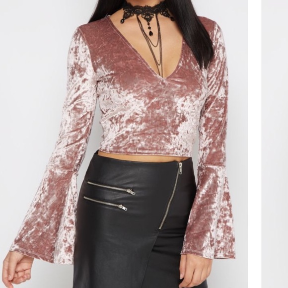V neck velvet top
