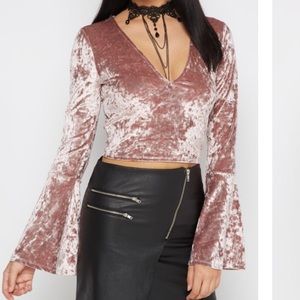 V neck velvet top