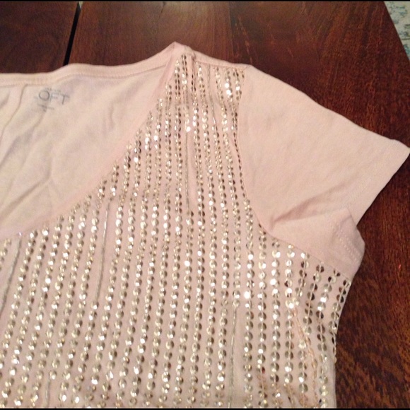 Dusty rose sequin Ann Taylor Loft tee-shirt - Picture 3 of 5