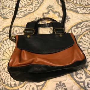 Brown and black shoulder bag