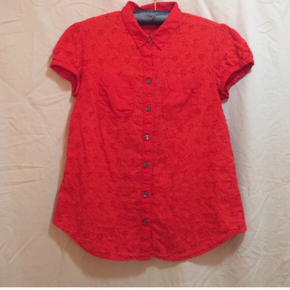 Red Eyelet Top