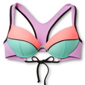 Color block bikini top D/DD cup adjustable back.