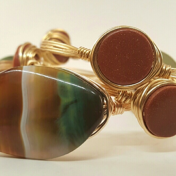 Goldstone and Agate Bangle set - Picture 1 of 1