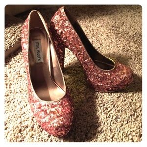 Steve Madden Pink Sequin Platform Pumps