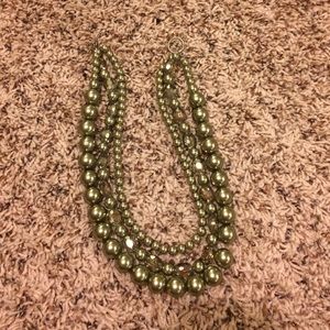 Green Pearl and Crystal Necklace