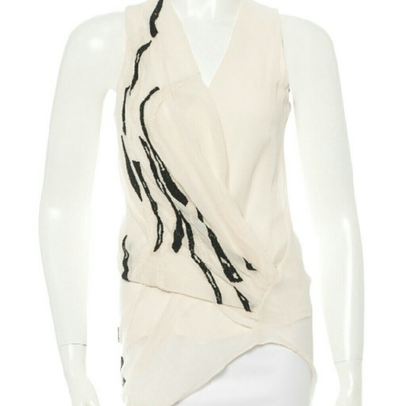 Helmut Lang sleeveless embroidered top