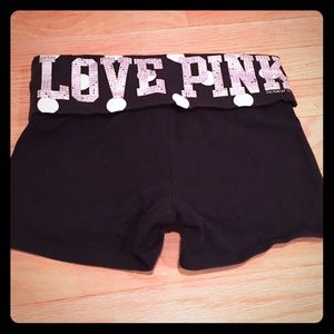 PINK Victoria's Secret Yoga Fold Over Shorts Bling