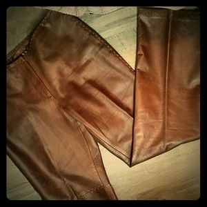 Brown leather pants INC 100 leather, lined size 10