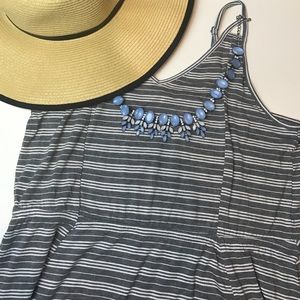 CLEAR OUT SALE✨Striped Grey V-Neck Swing Dress