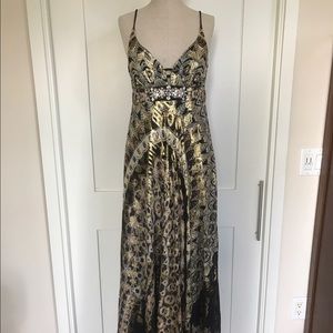 SaleSexy Nicole Miller Gold Bejeweled Gown