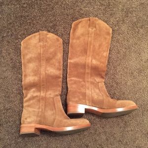 Via Spiga Shoes - Via Spiga Gillian Cashew Suede High Shaft Boot Via Spiga Shoes - Via Spiga Gillian Cashew Suede High Shaft Boot