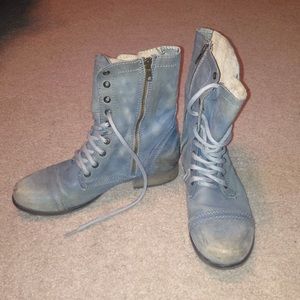 Steve Madden Troopa Combat boots- light blue