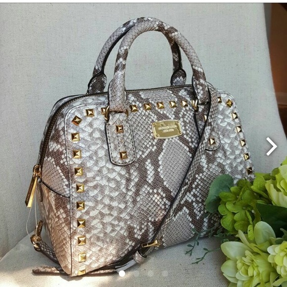 Michael Kors Saffiano Stud Small Satchel Purse MK