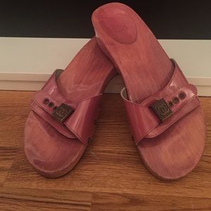 CHANEL pink mules (worn). Excellent condition.