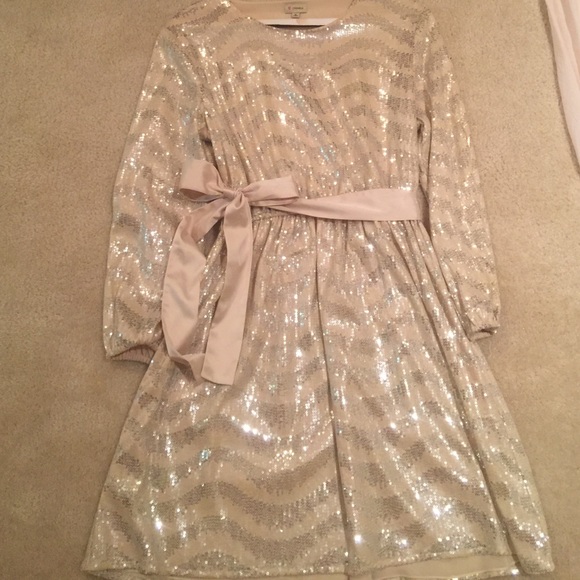 Cremieux Off White/Silver Sequin Dress sz M