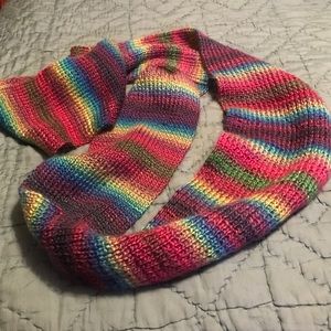Hand knitted rainbow scarf (super long).