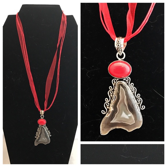 Brown Solar Quartz & Coral Silver Pendant