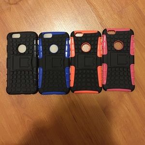 iPhone 6 cases (black, blue, orange, and pink)