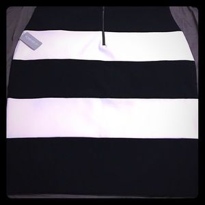 Black & White Striped Pencil Skirt