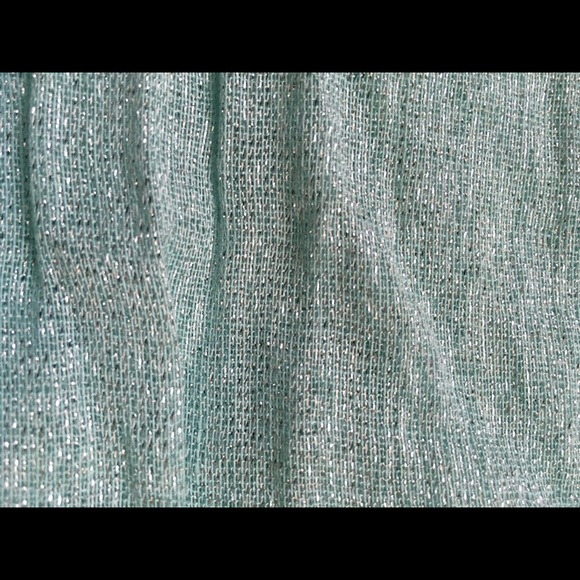 Mint color shawl with metallic silver thread soft shawl - Picture 10 of 13