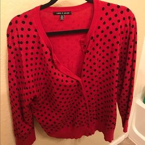 Red Polk a dot cardigan