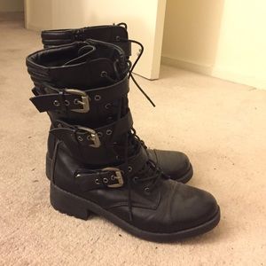 Vegan Leather laced combat boots