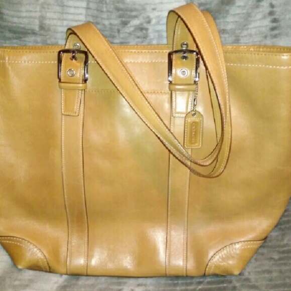 Authentic COACH Signature Shoulder Tote Bag Canvas Leather  Genuine Coach Shoulder / Tote Bag