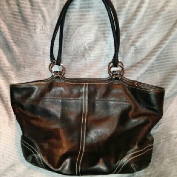 Large Leather Black Coach Bag