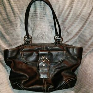 Large Leather Black Coach Bag