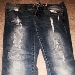 Guess Eva Skinny Blue Jeans with Distressed Design
