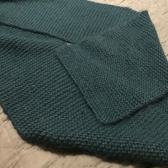 Teal Hand knit Angora woolen scarf
