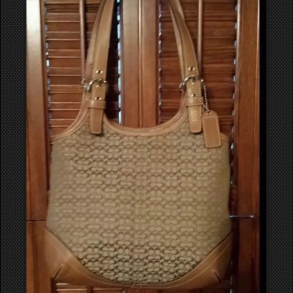 COACH SIGNATURE BROWN SATEEN LEATHER PURSE M3K7025