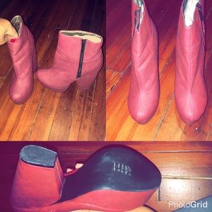 Micheal Antonio burgundy leather booties.