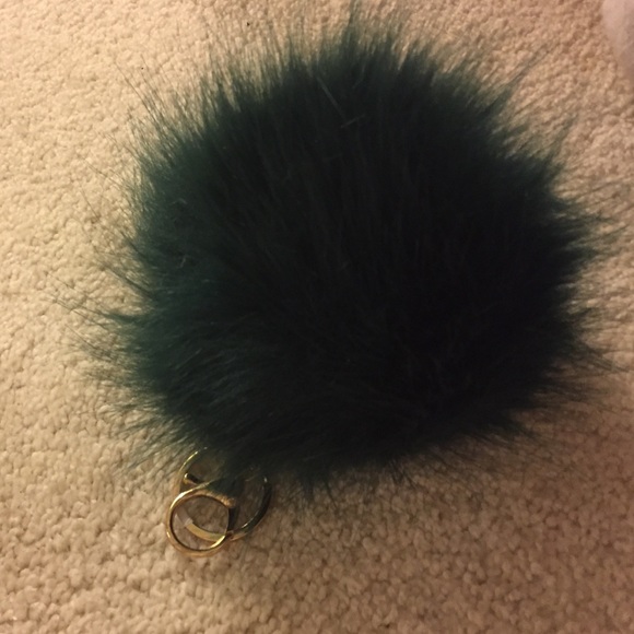 Green puff ball keychain