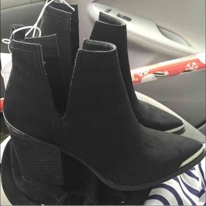Black cut out booties