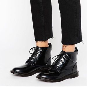 Black PU patent chelsea boots asos