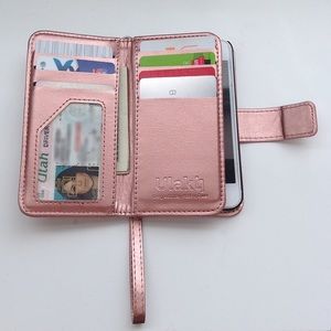 Mint and black and white stripe iPhone 5 wallet