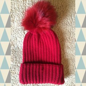 Fur Pom Pom Beanie Hat
