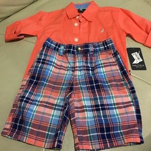 Shirt and shorts set.